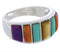 Sterling Silver Multicolor Inlay Ring Size 6-1/2 AX36849